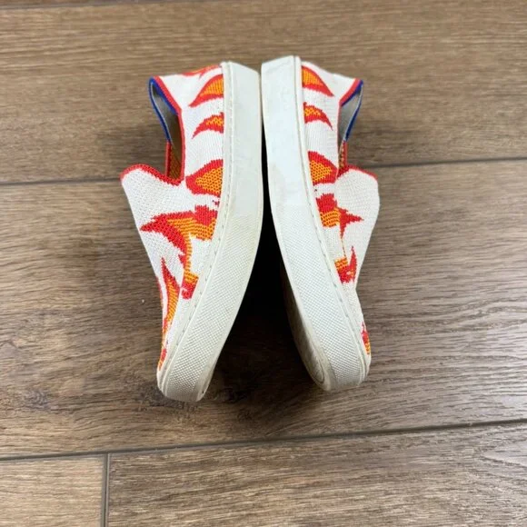 Rothys Kids Sz 2  flame sneakers white machine washable Style 007-107 Slip-On - Picture 4 of 8